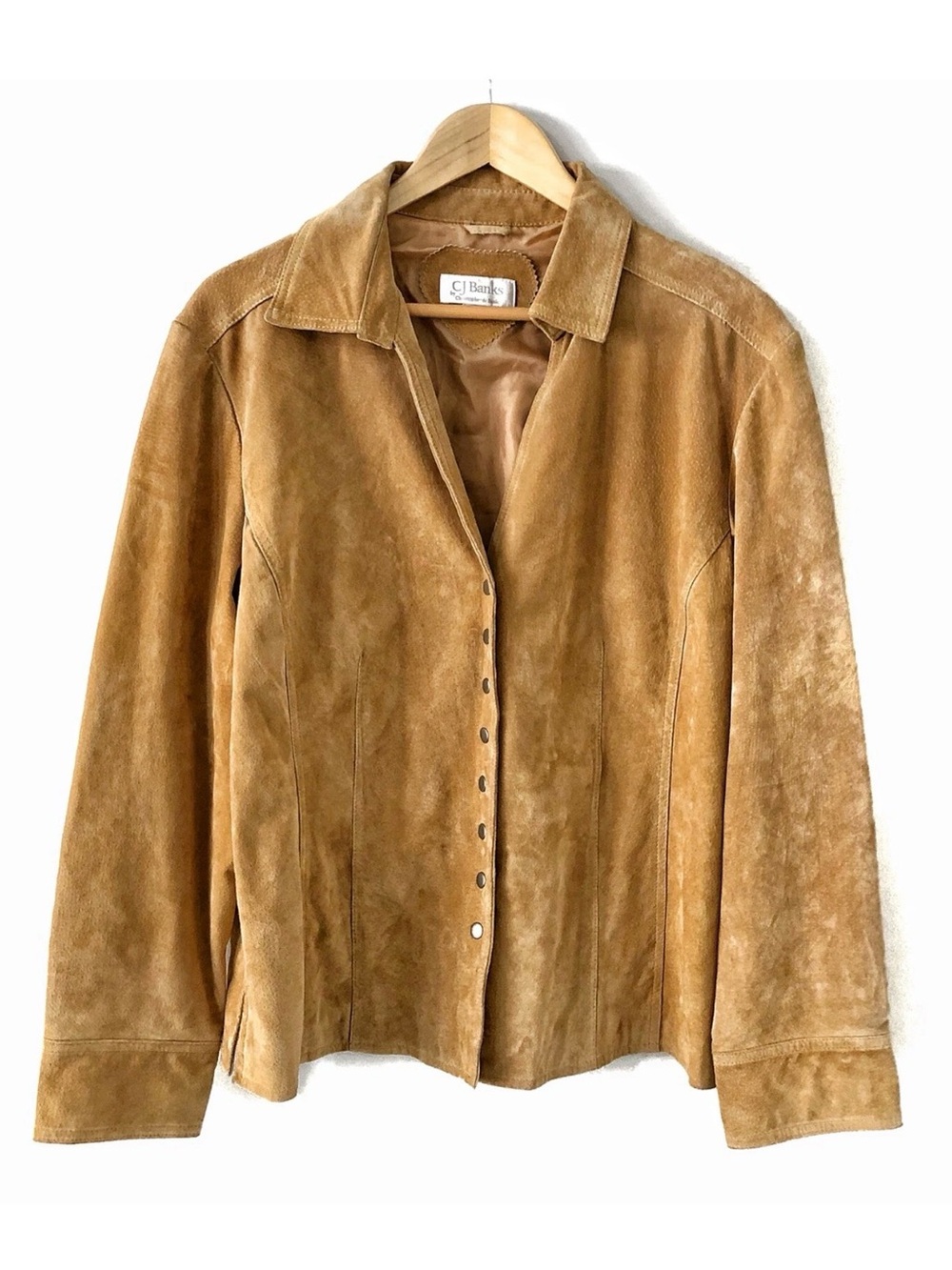 C.J. Banks Women’s Genuine Suede Leather Jacket – Camel Tan – Size 2X